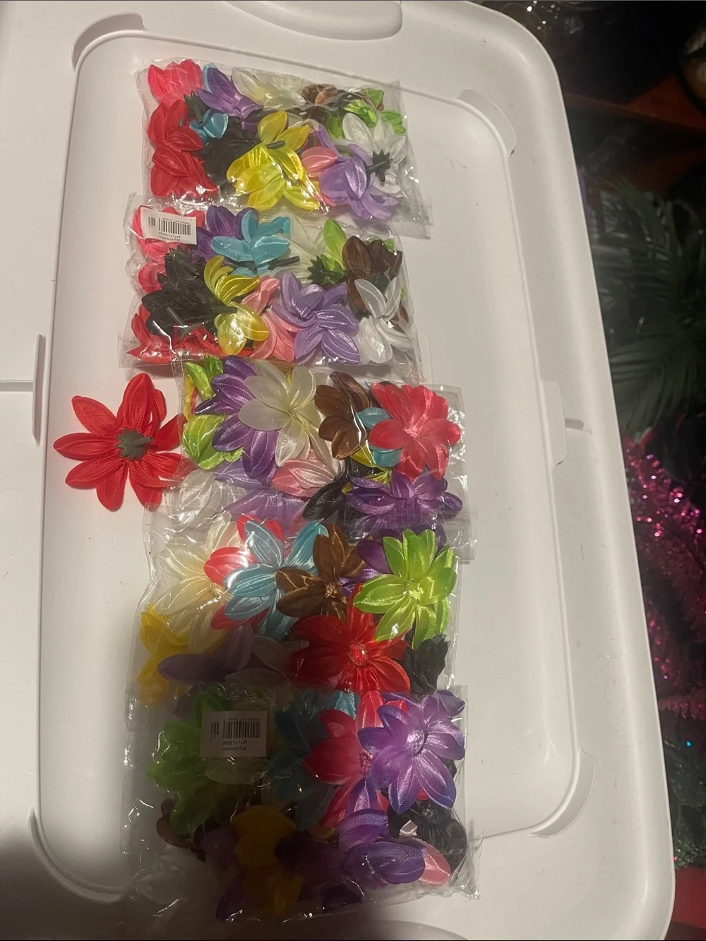 Colorful Flower craft heads lily with rhinestone Centers five dozen.